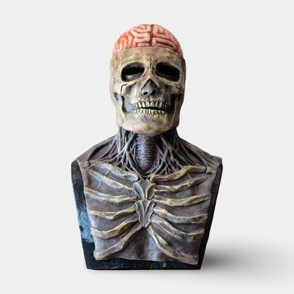 Halloween Skull Mask with Exposed Brain and Chest Plate Horror Skeleton Costume Day Of The Dead - Image 1