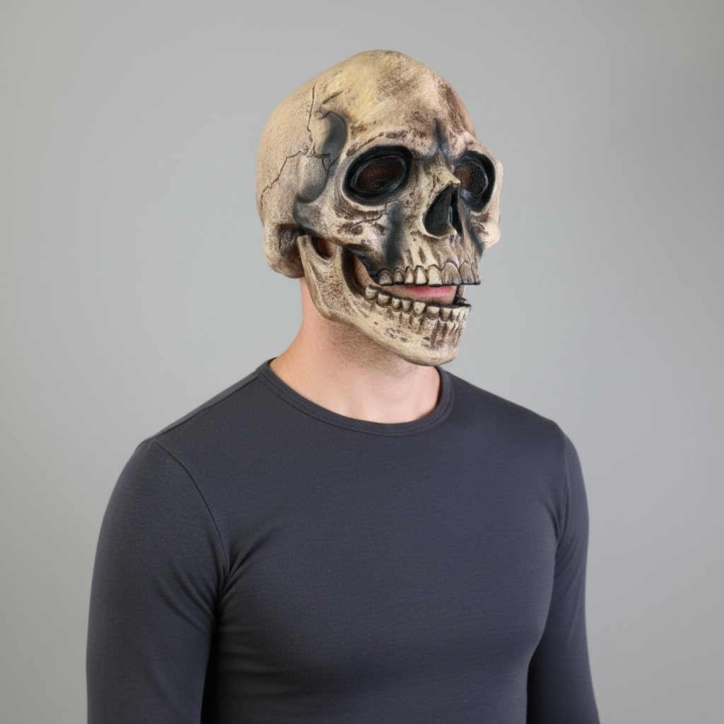 Halloween Skull Mask with Moving Jaw and Mesh Eyes for Creepy Costume Party Cosplay - Image 2