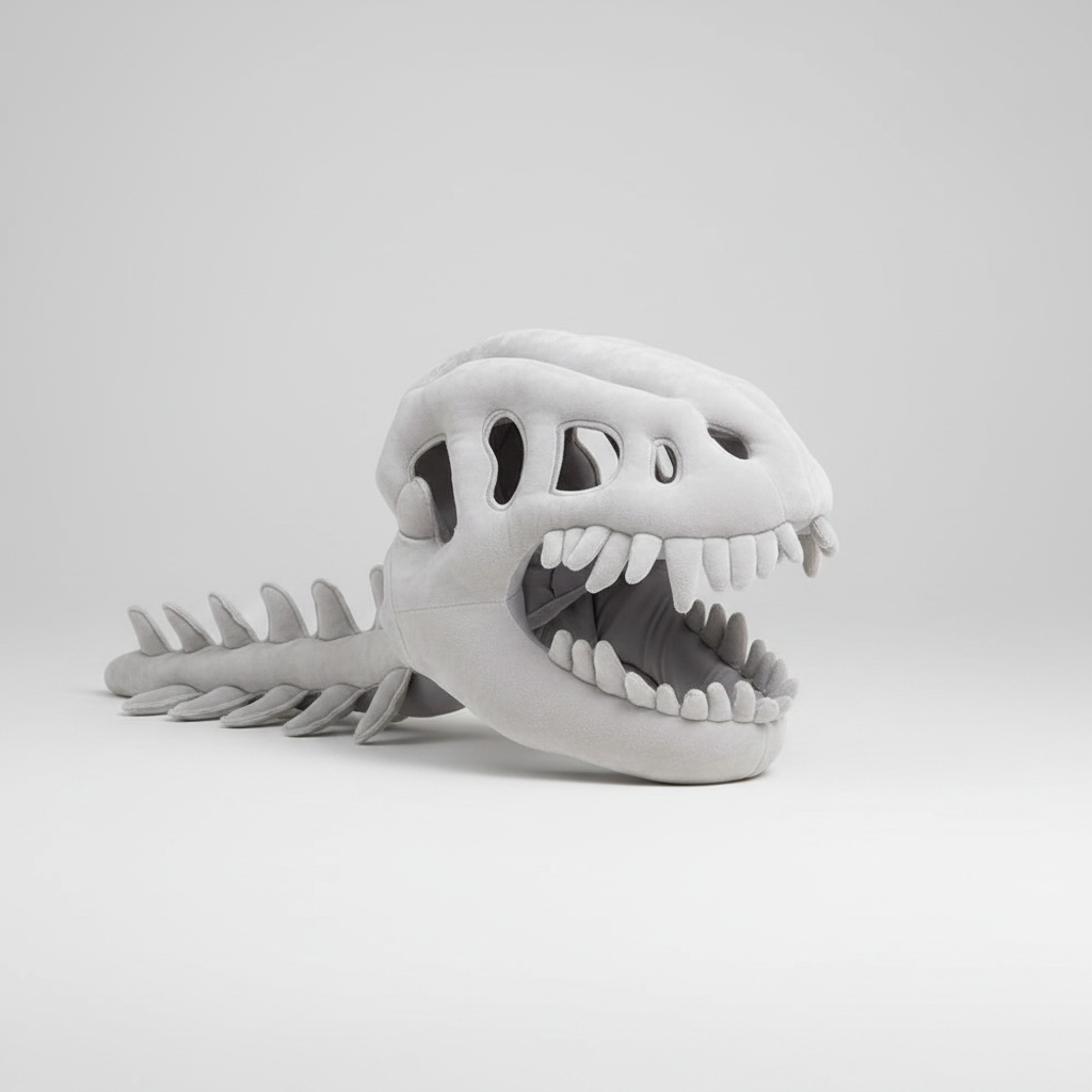 Halloween Skull Skeleton Dinosaur Mask Plush Costume with Attached Spine for Party and Dress-Up Play - Image 2