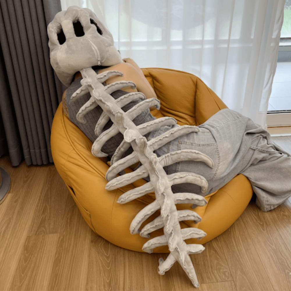 Halloween Skull Skeleton Dinosaur Mask Plush Costume with Attached Spine for Party and Dress-Up Play - Image 3