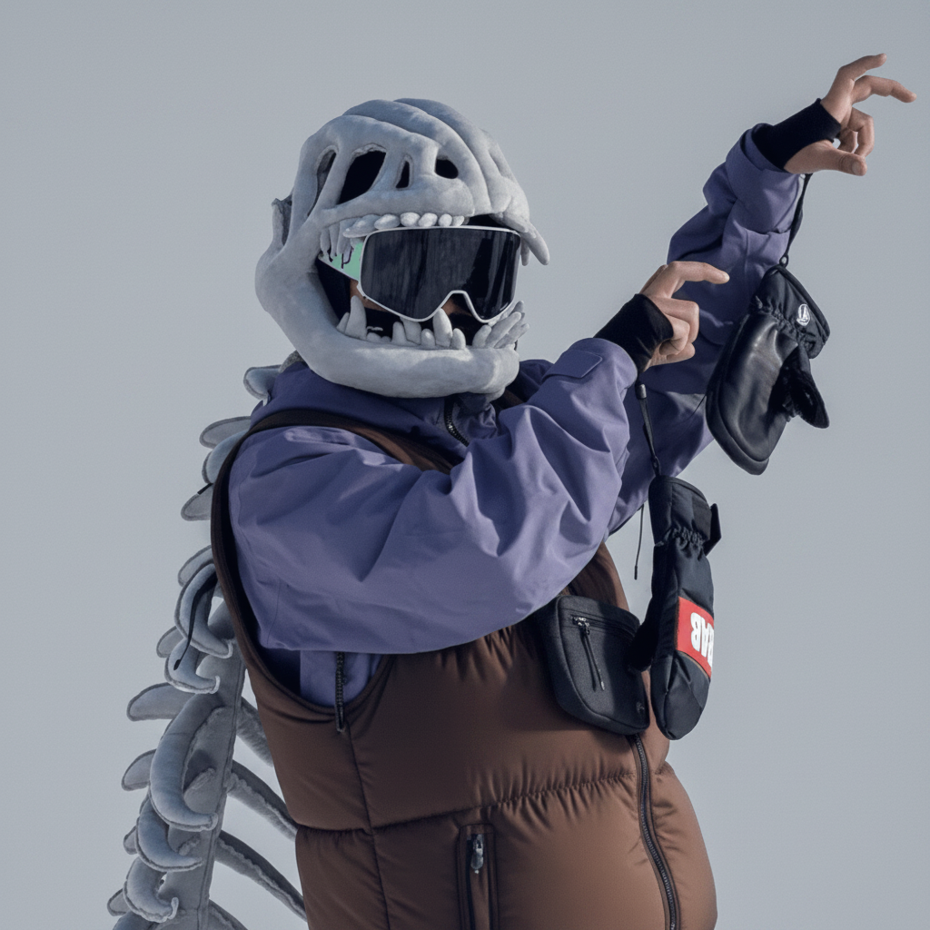 Halloween Skull Skeleton Dinosaur Mask Plush Costume with Attached Spine for Party and Dress-Up Play - Image 5