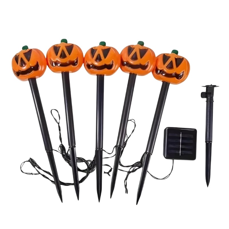 Halloween Solar Pathway Lights with Pumpkin Stakes for Outdoor Yard Decoration - Image 1
