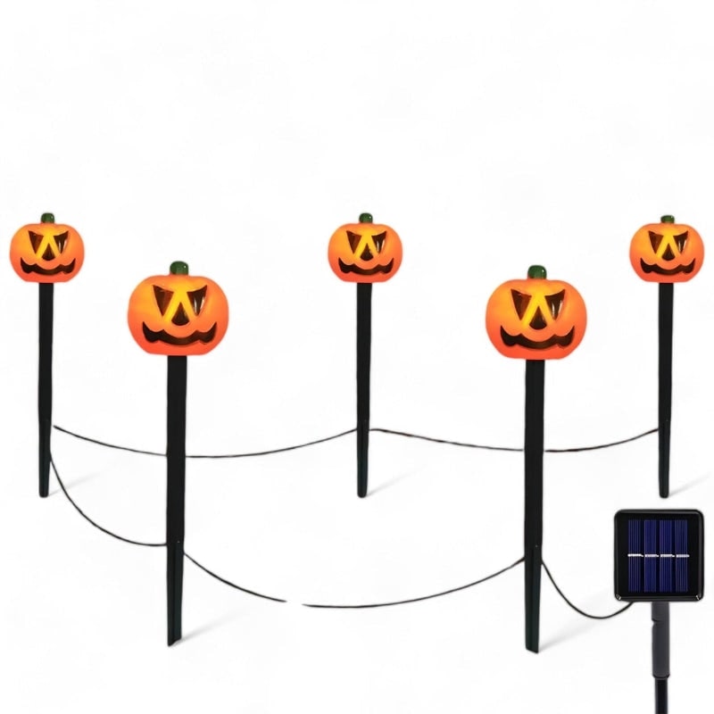 Halloween Solar Pathway Lights with Pumpkin Stakes for Outdoor Yard Decoration - Image 2