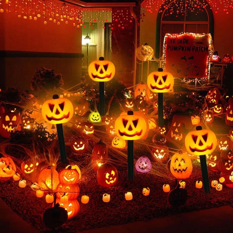 Halloween Solar Pathway Lights with Pumpkin Stakes for Outdoor Yard Decoration - Image 5