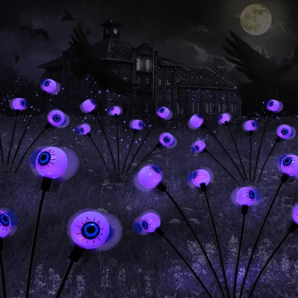 Halloween Solar Powered Garden Lights with Glowing Eyeballs for Outdoor Pathway and Yard Decoration - Image 2