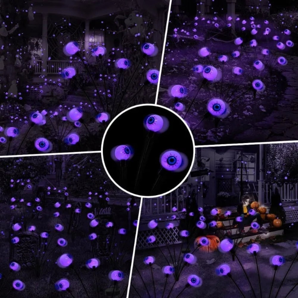Halloween Solar Powered Garden Lights with Glowing Eyeballs for Outdoor Pathway and Yard Decoration - Image 3
