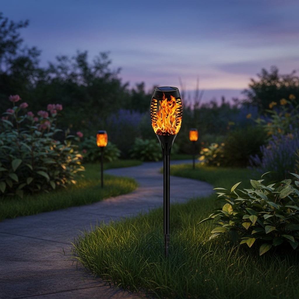 Halloween Solar Torch Lights with Flickering Flame Effect for Outdoor Yard Decoration - Image 1