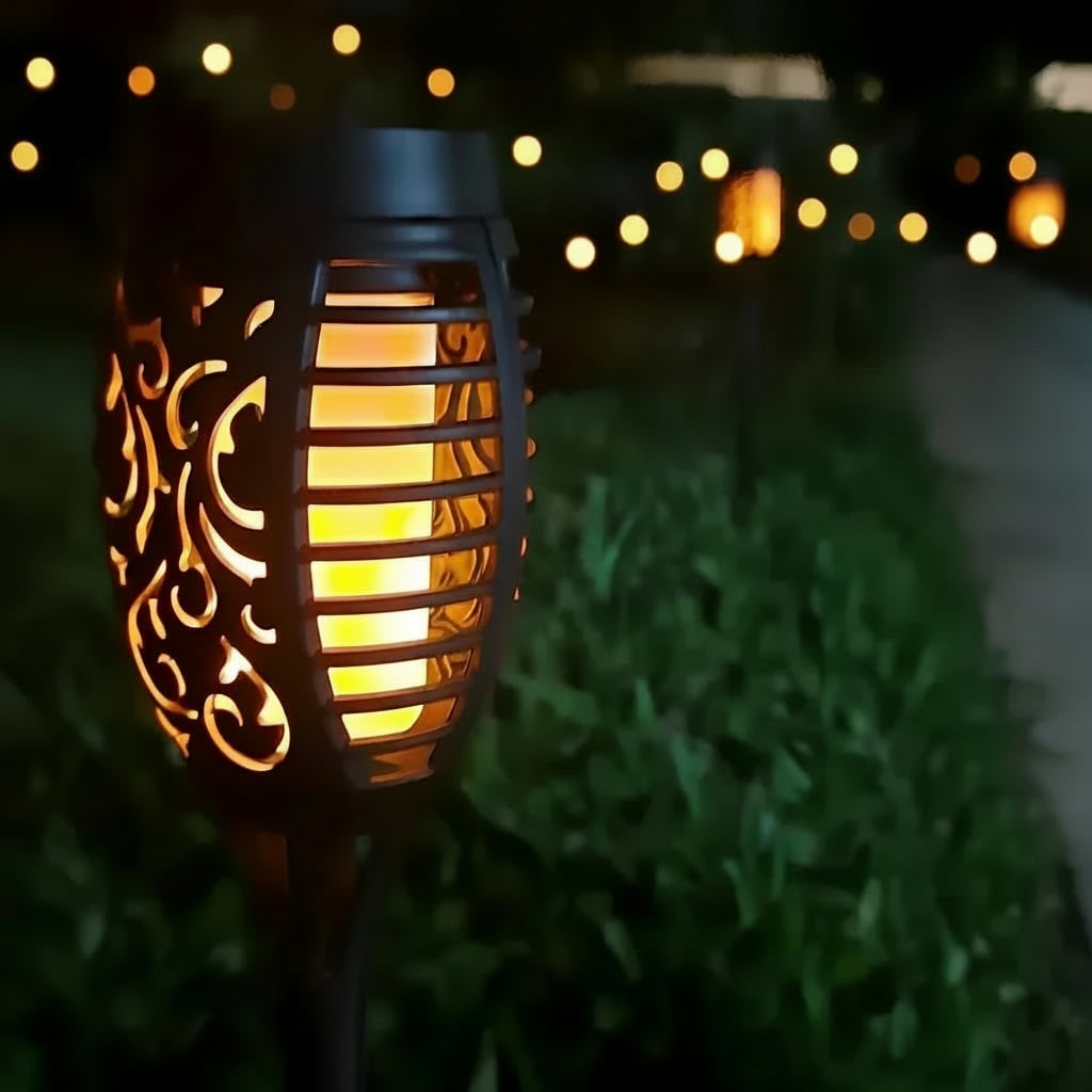 Halloween Solar Torch Lights with Flickering Flame Effect for Outdoor Yard Decoration - Image 2