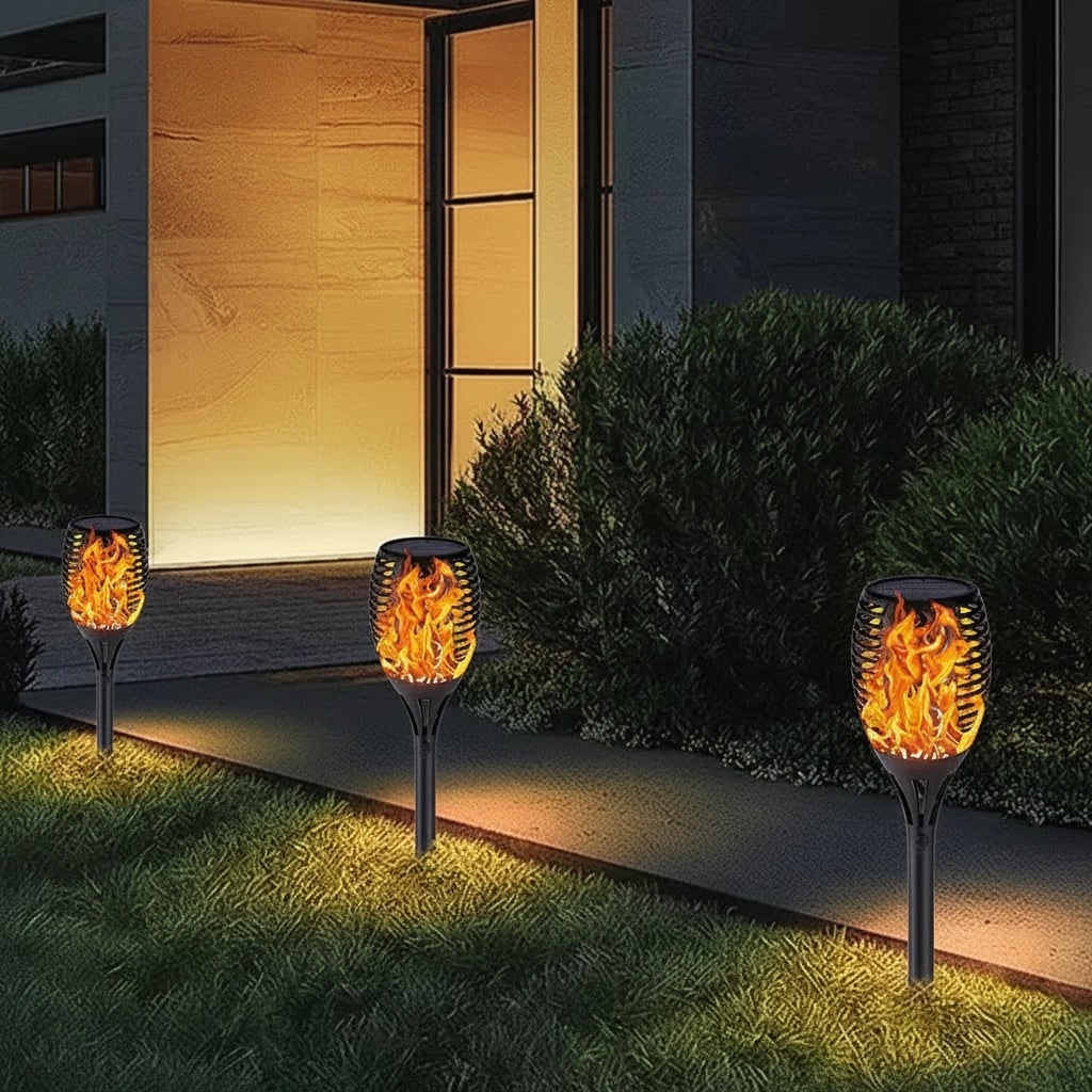Halloween Solar Torch Lights with Flickering Flame Effect for Outdoor Yard Decoration - Image 3