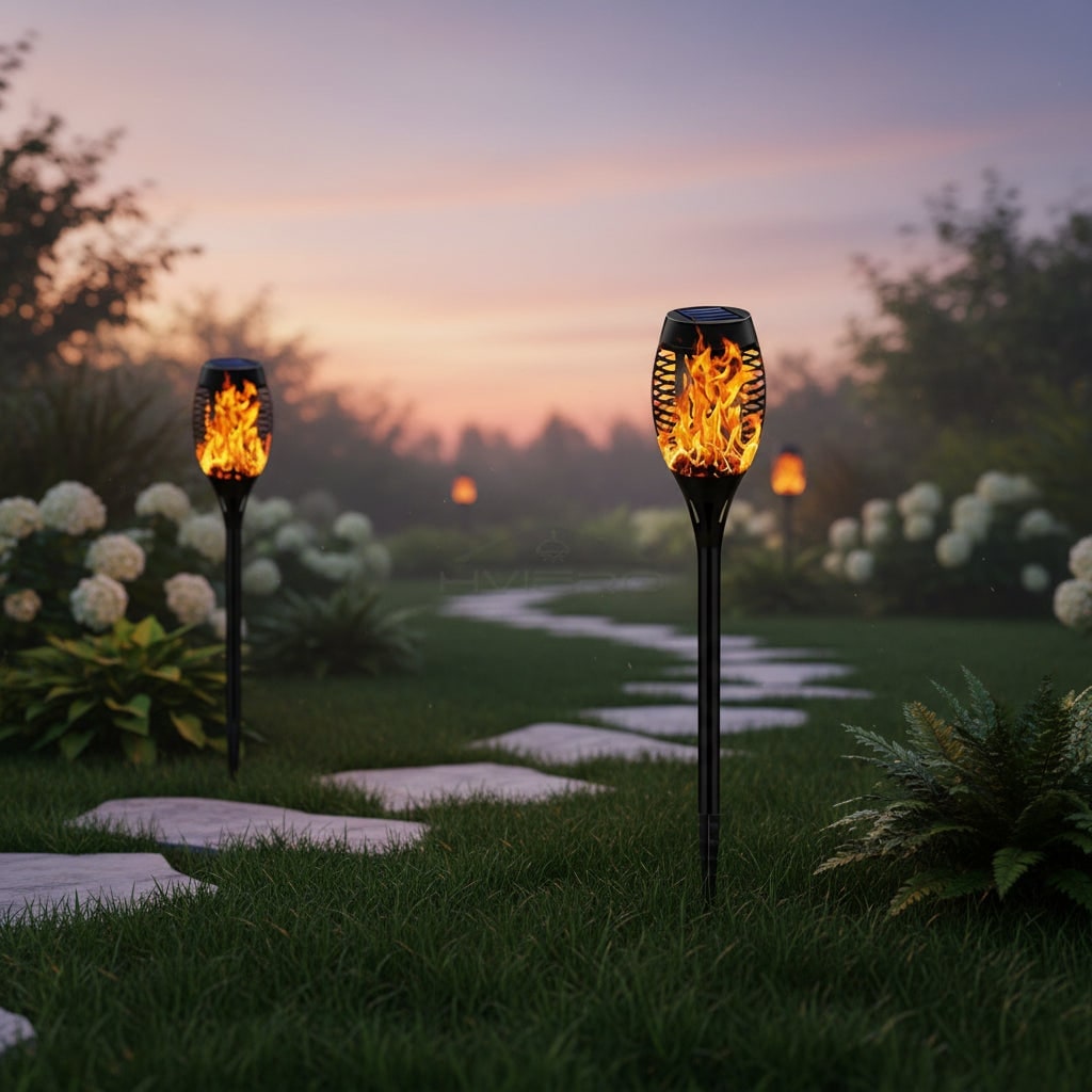 Halloween Solar Torch Lights with Flickering Flame Effect for Outdoor Yard Decoration - Image 5