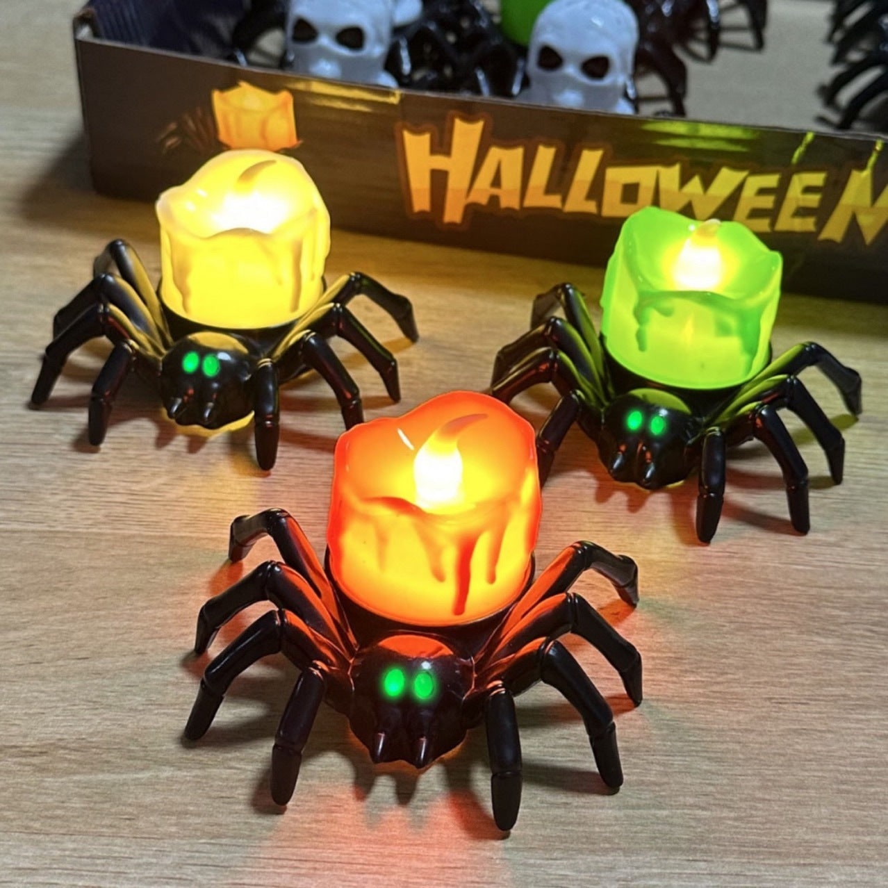 Halloween Spider Tea Lights Battery Operated LED Decoration for Party and Haunted House - Image 1