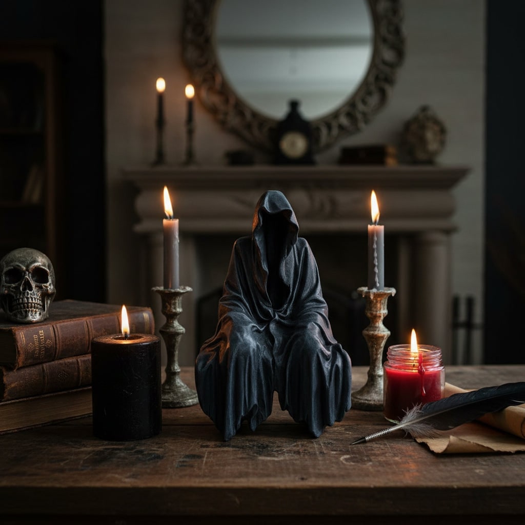 Halloween Spooky Grim Reaper Shelf Sitter Resin Figurine Decoration - Image 1