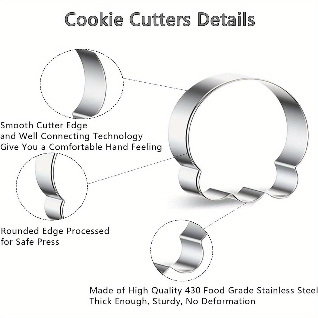 Halloween Stainless Steel Cookie Cutters Set with 7 Shapes Including Bat Ghost Pumpkin Skull - Image 7