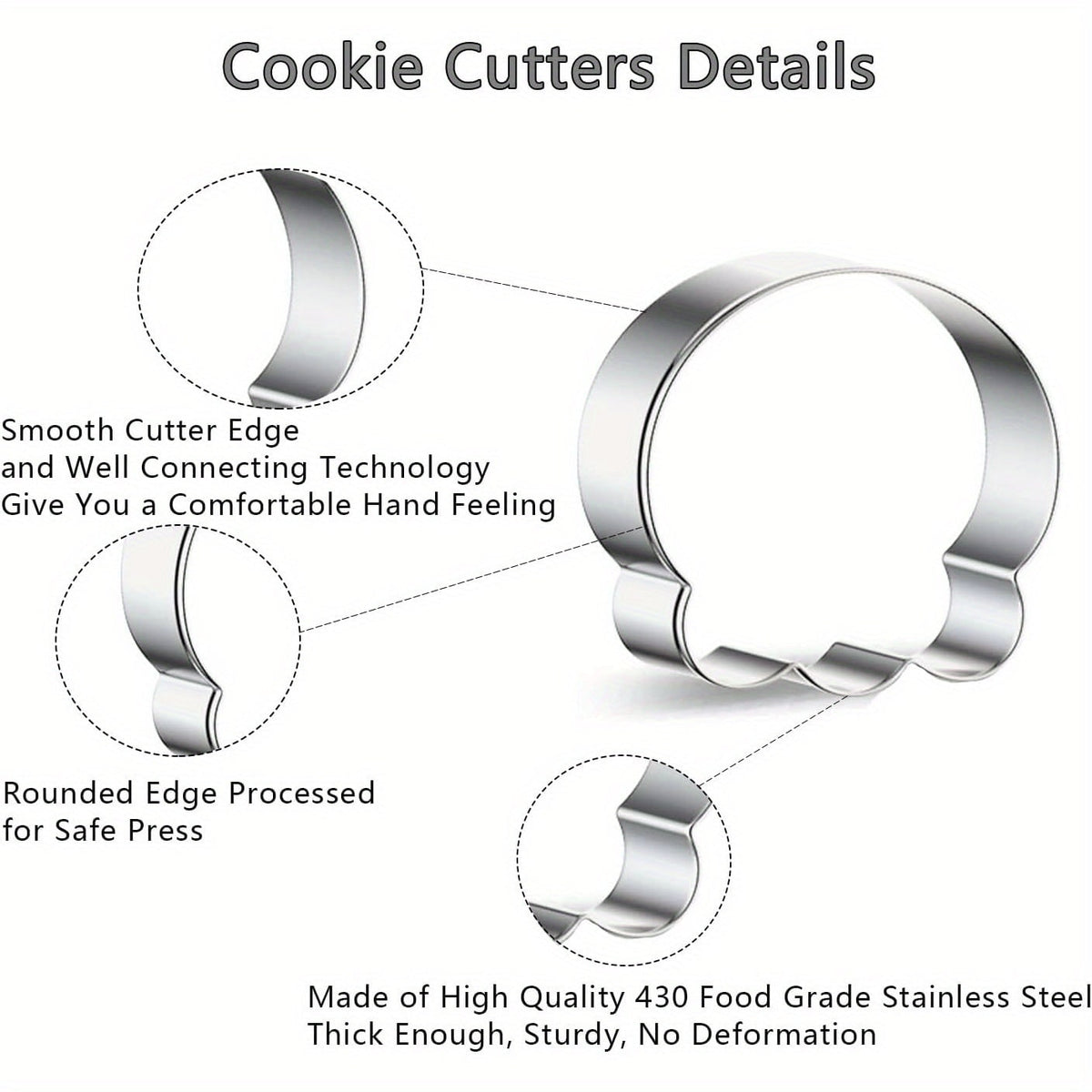 Halloween Stainless Steel Cookie Cutters Set with 7 Shapes Including Bat Ghost Pumpkin Skull - Image 7