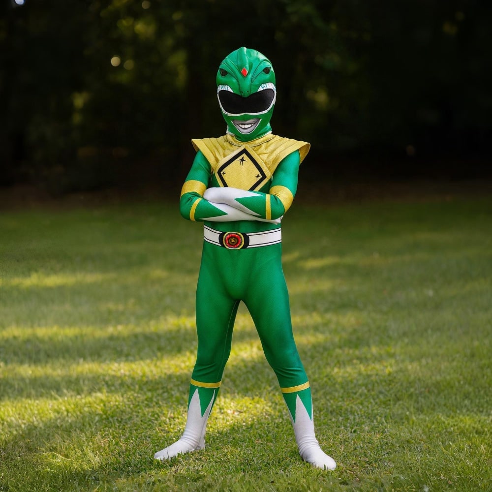 Halloween Superhero Park Ranger Costume Jumpsuit with Mask and Gloves for Dress Up Party - Image 2
