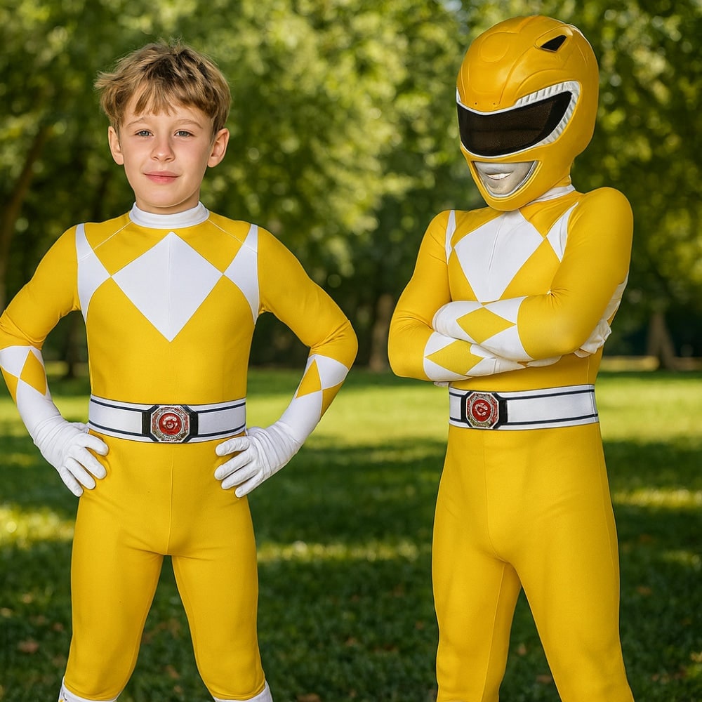 Halloween Superhero Park Ranger Costume Jumpsuit with Mask and Gloves for Dress Up Party - Image 5