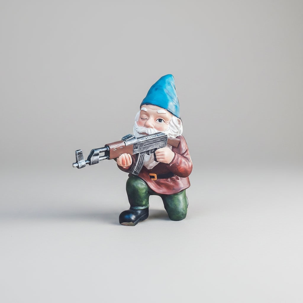 Halloween Tactical Garden Gnome Figurine Resin Outdoor Decoration with Rifle - Image 1