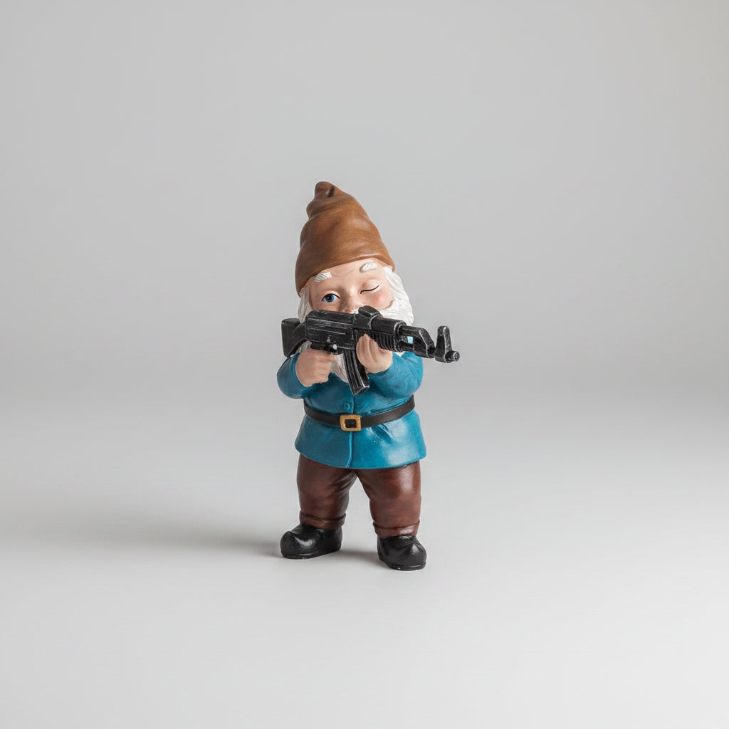 Halloween Tactical Garden Gnome Figurine Resin Outdoor Decoration with Rifle - Image 2