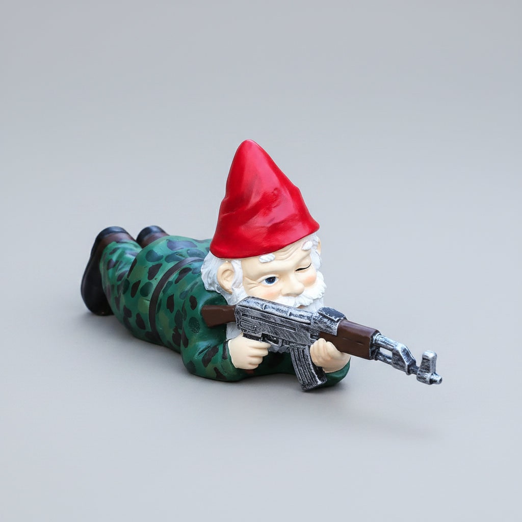 Halloween Tactical Garden Gnome Figurine Resin Outdoor Decoration with Rifle - Image 3