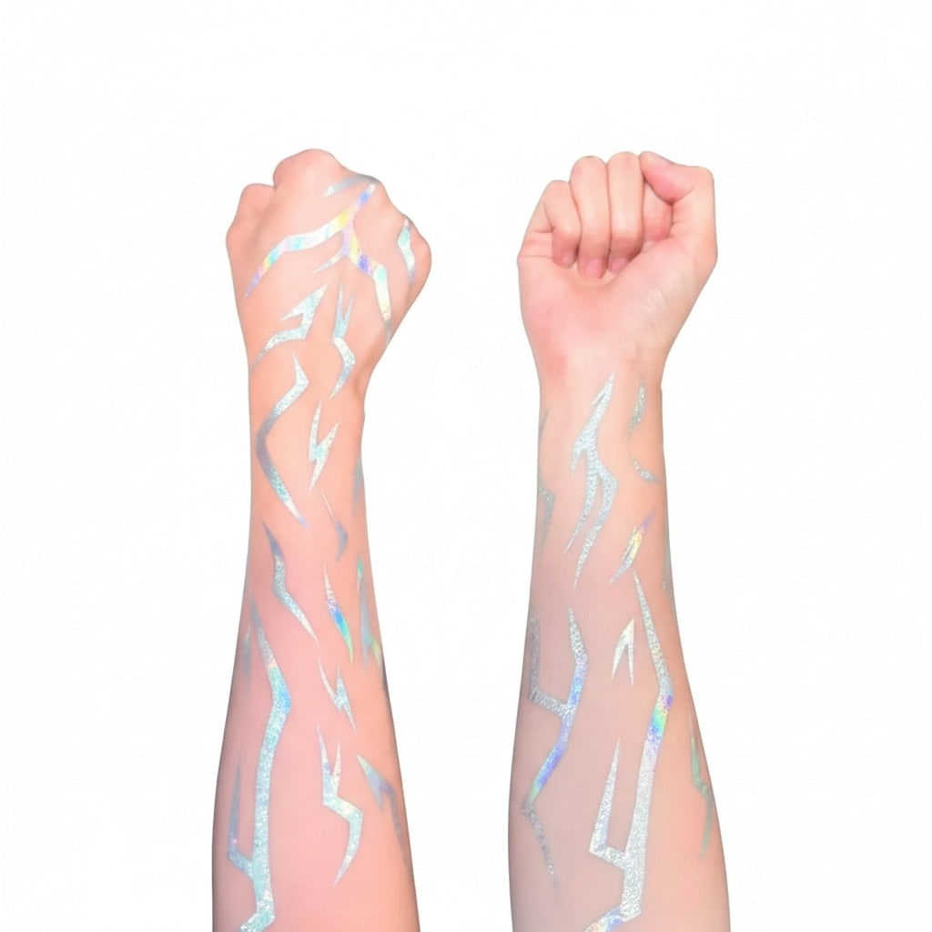 Halloween Temporary Tattoos Rub on with Lightning Bolt Holographic Iridescent Designs 10 Sheets - Image 2