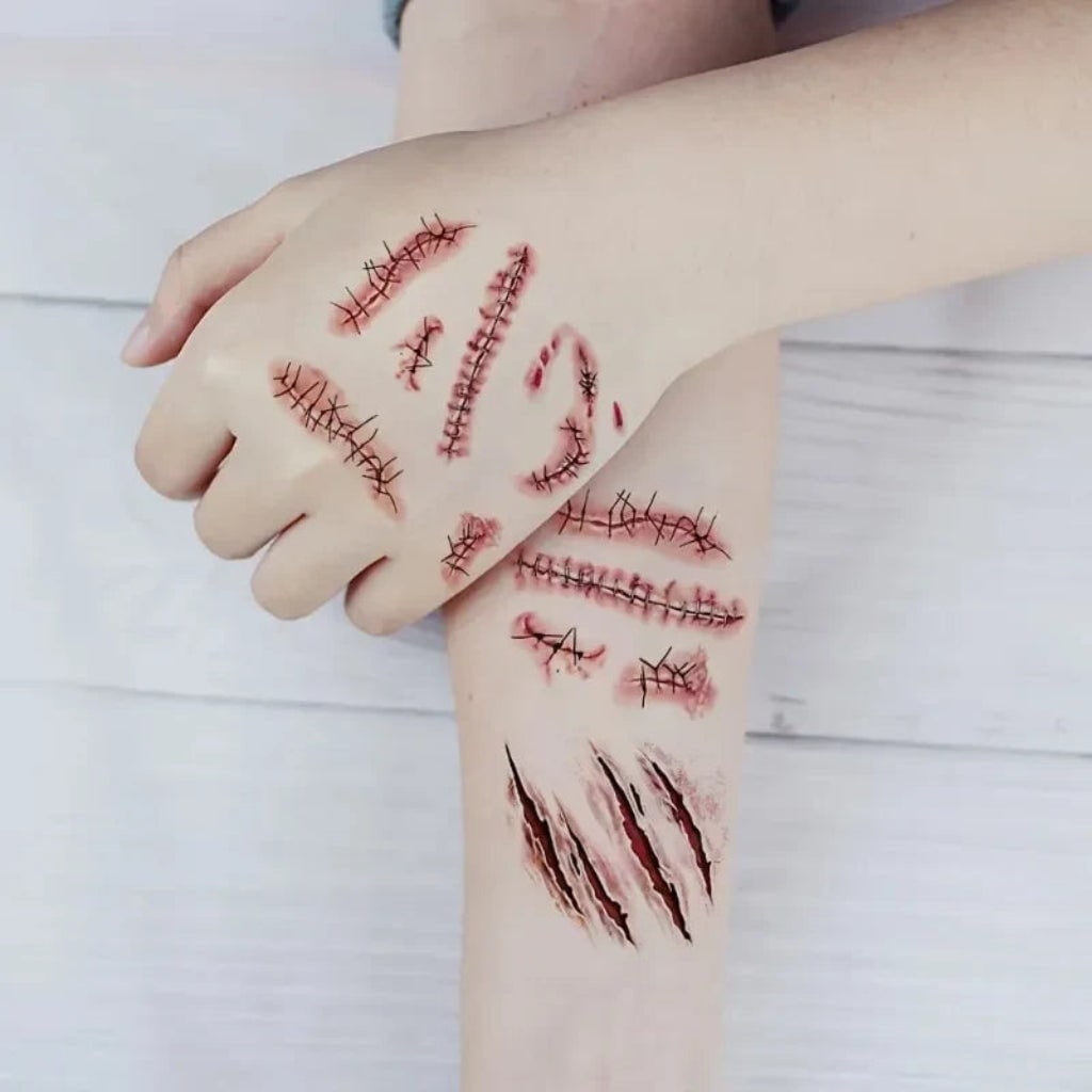 Halloween Temporary Tattoos with Realistic Wound and Scar Effects Waterproof Custom Personal Sheets - Image 3