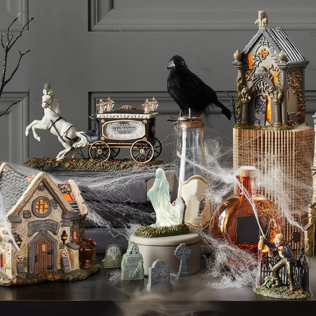 Halloween Tombstones and Yard Gravestones Set with Graveyard Decorations Resin Figurines - Image 1