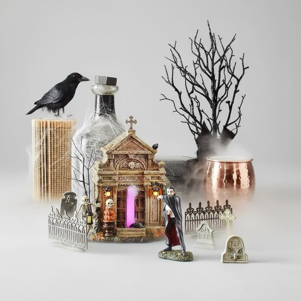 Halloween Tombstones and Yard Gravestones Set with Graveyard Decorations Resin Figurines - Image 6