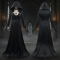 Halloween Vampire Costume Gothic Gown with Choker and Lace Details - Image 1