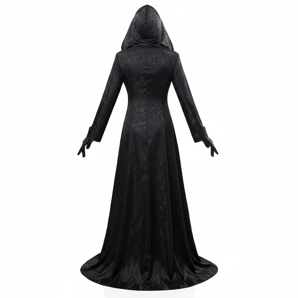 Halloween Vampire Costume Gothic Gown with Choker and Lace Details - Image 2