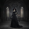 Halloween Vampire Costume Gothic Hooded Maxi Dress - Image 1