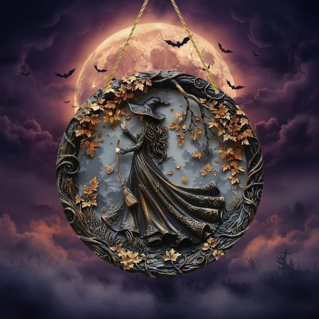 Halloween Wall Decor and Art Panel with 3D Witch Relief Design for Living Room and Bedroom - Image 2