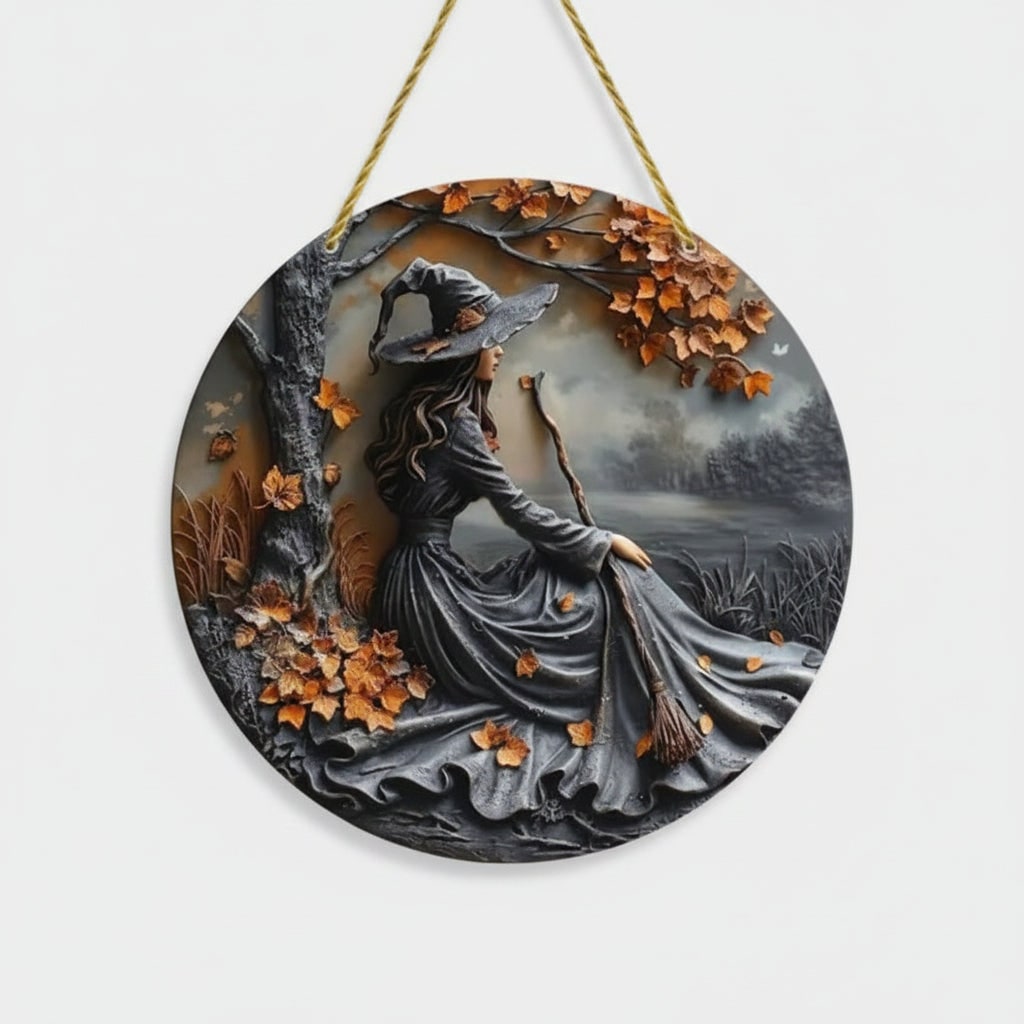 Halloween Wall Decor and Art Panel with 3D Witch Relief Design for Living Room and Bedroom - Image 3