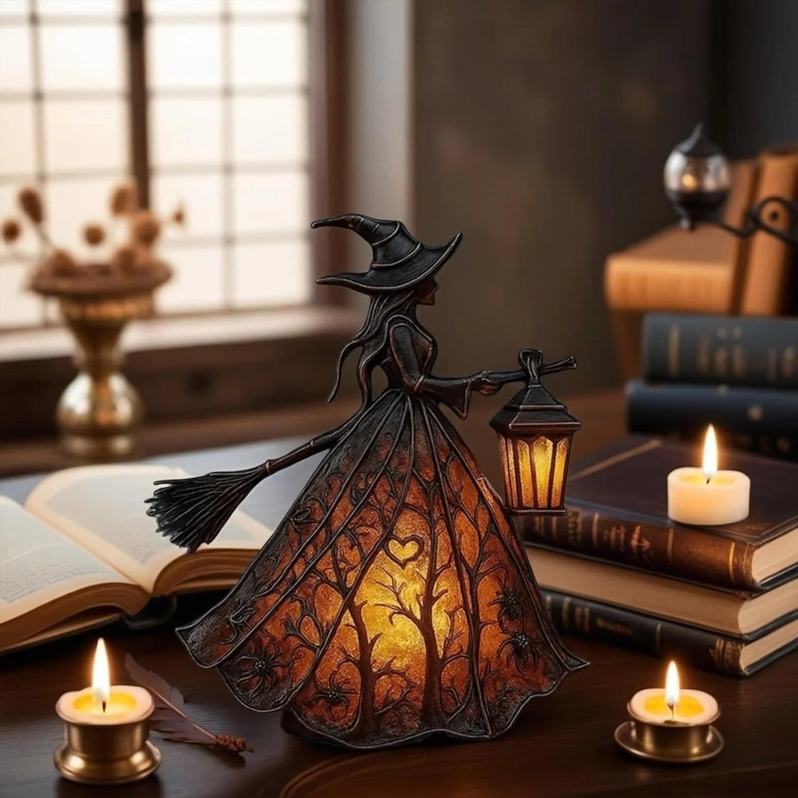 Halloween Witch Decor LED Lamp with Glowing Lantern Design for Party Decorations - Image 1