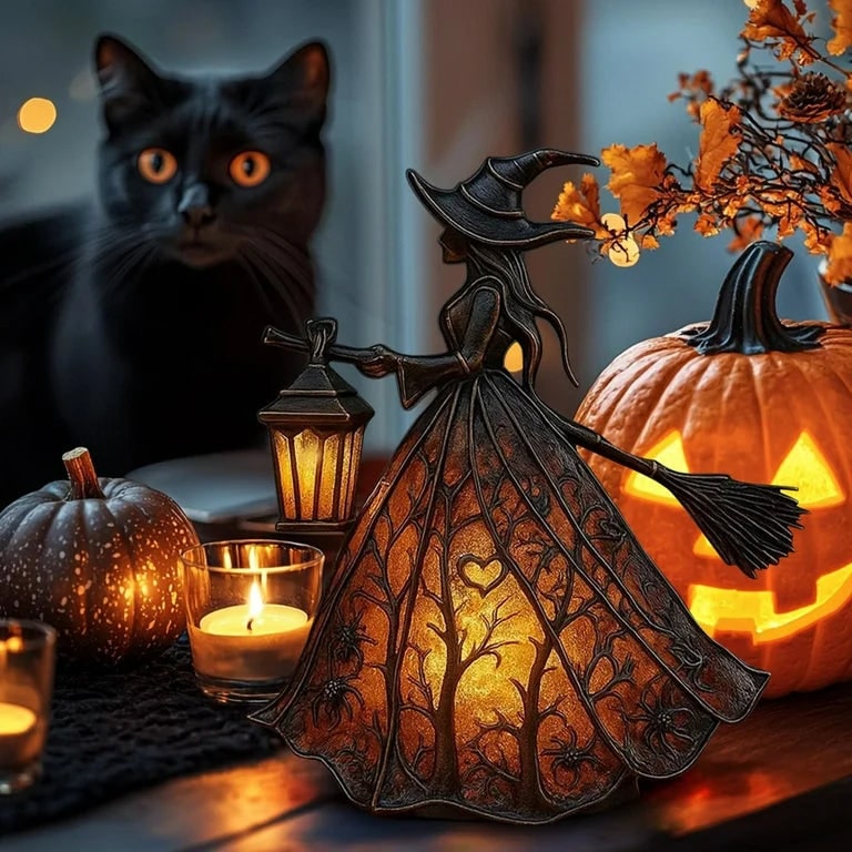 Halloween Witch Decor LED Lamp with Glowing Lantern Design for Party Decorations - Image 4