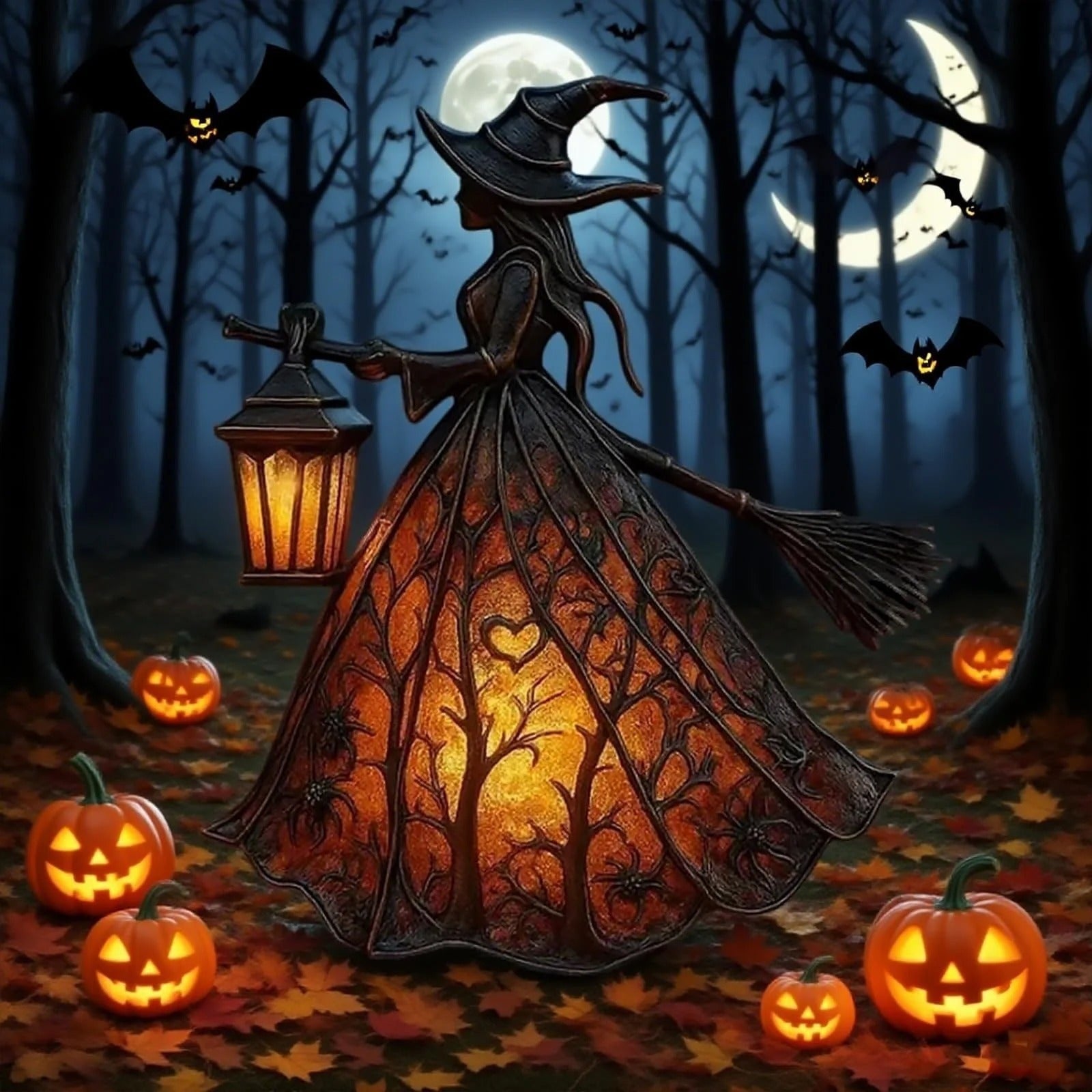 Halloween Witch Decor LED Lamp with Glowing Lantern Design for Party Decorations - Image 5