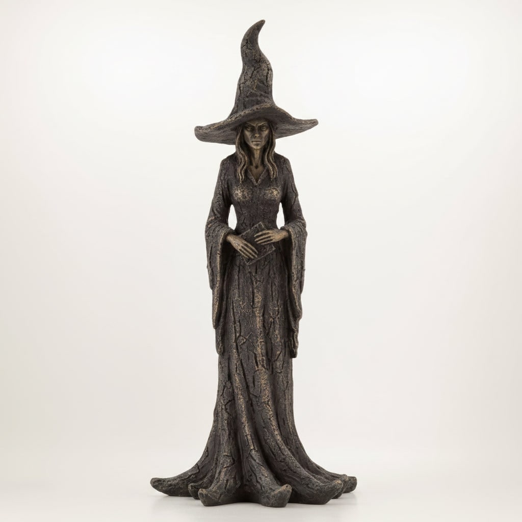 Halloween Witch Decoration Figurine with Textured Resin Tree Root Base for Spooky Statue - Image 3