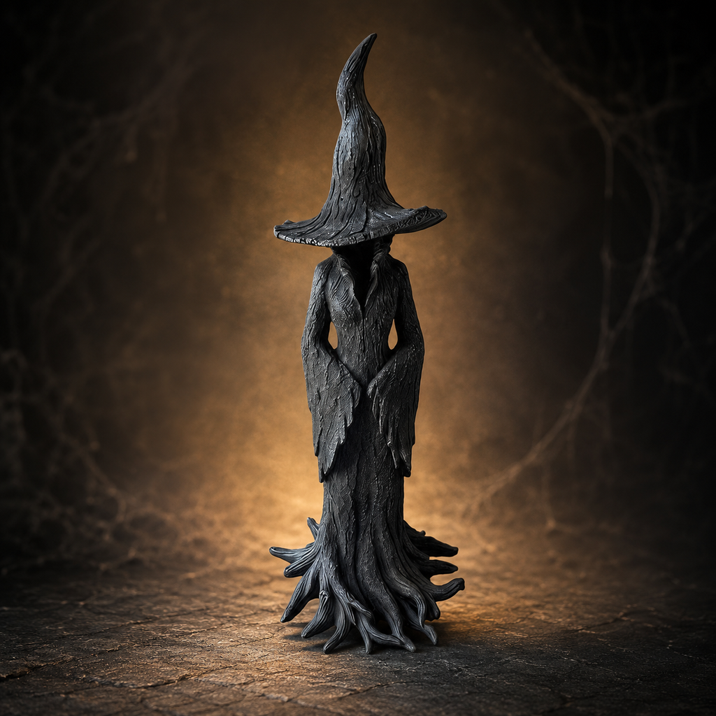 Halloween Witch Decoration Statue for Front Door Decor with Faceless Figurine and Root Base - Image 1