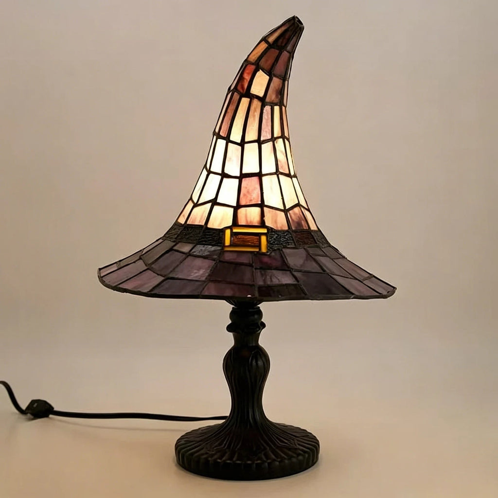Halloween Witch Hat Table Lamp with Stained Glass Panels for Bedroom Bedside Decoration - Image 4