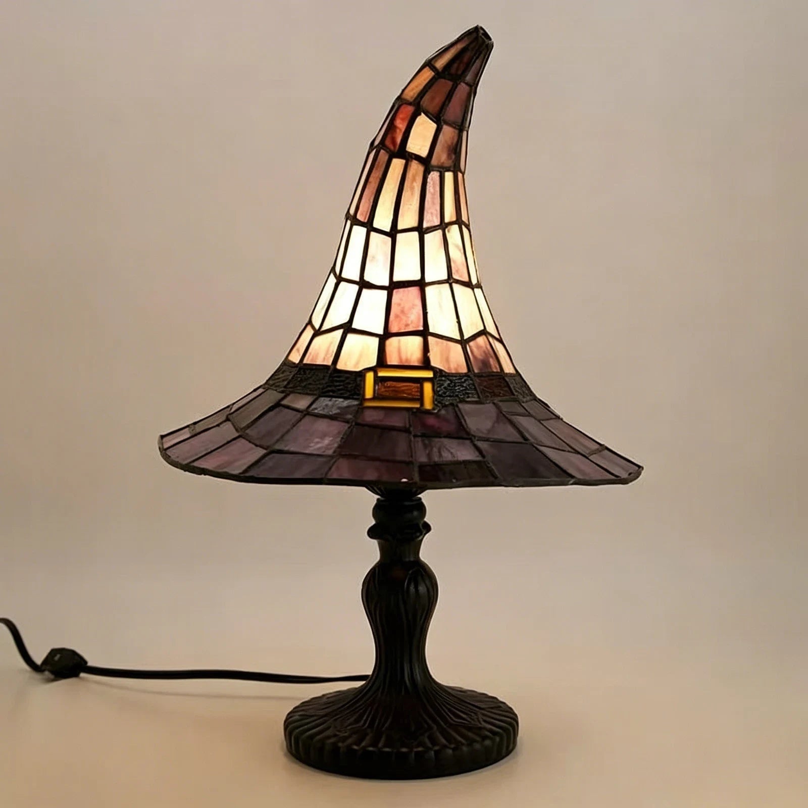 Halloween Witch Hat Table Lamp with Stained Glass Panels for Bedroom Bedside Decoration - Image 4