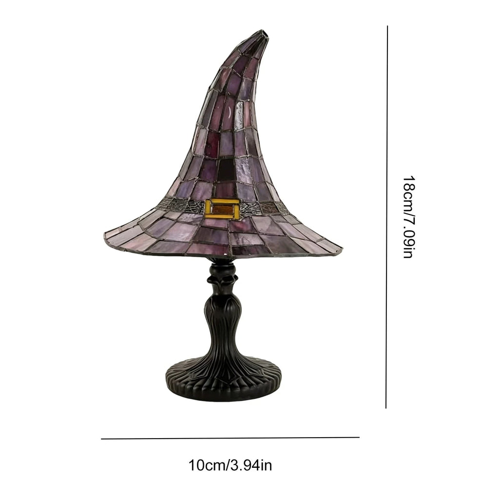 Halloween Witch Hat Table Lamp with Stained Glass Panels for Bedroom Bedside Decoration - Image 5