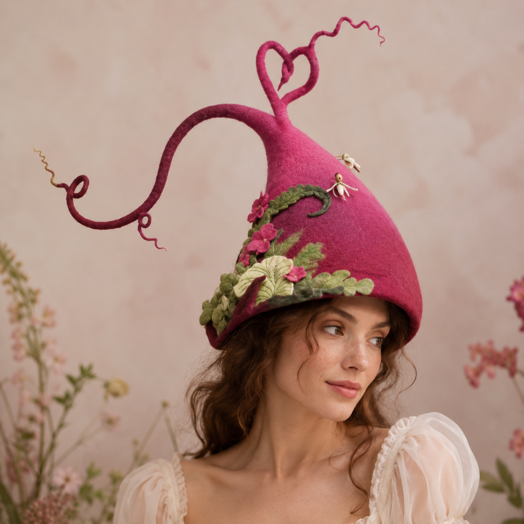 Halloween Witch Hat with Witchcraft Decorations and Curled Tip for Costume Party Witches Pointy - Image 5