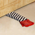 Halloween Witch Legs Decoration Door Prop with Striped Plush and Red Glitter Shoes for Party Decor - Image 1