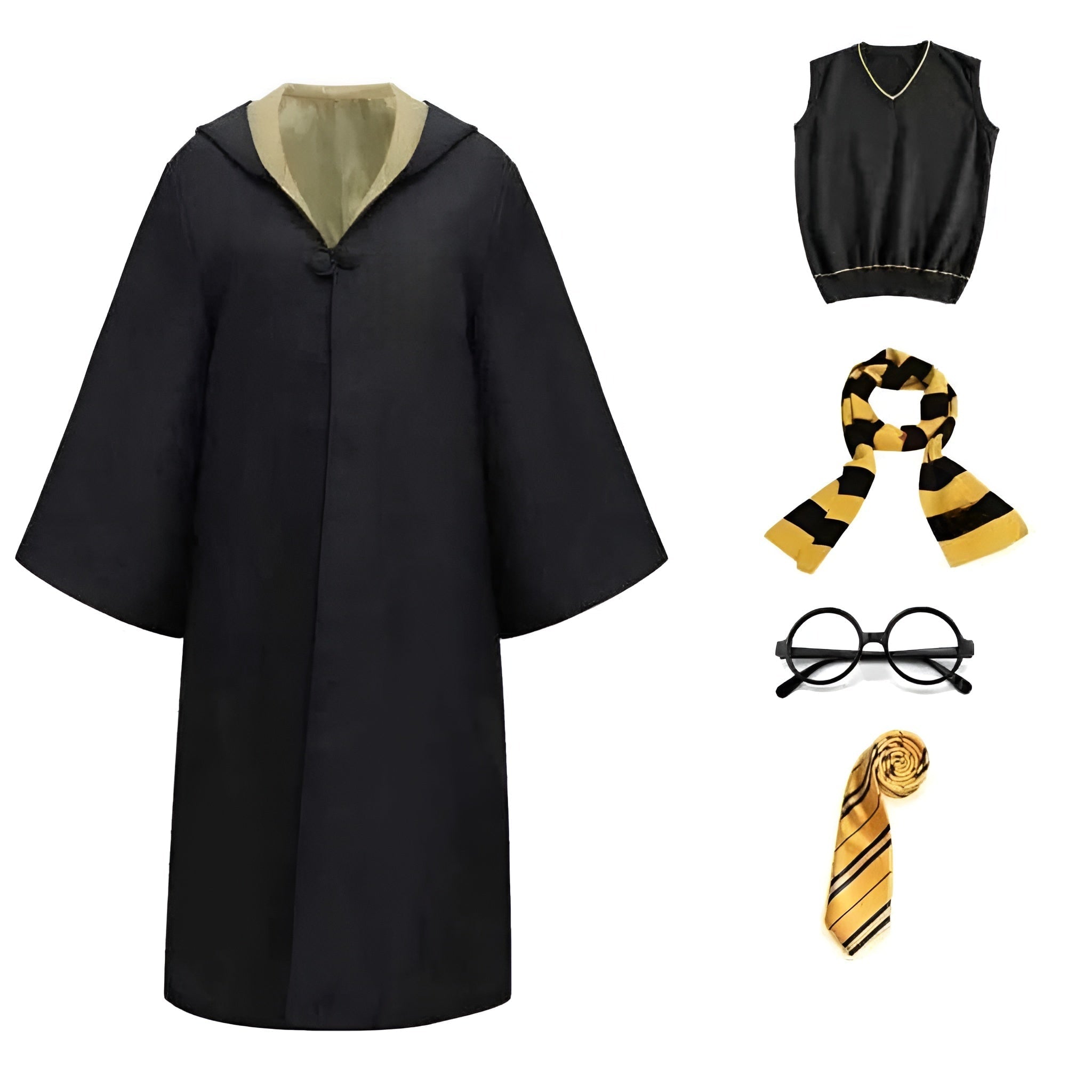 Halloween Wizard Costume Robe Outfit with Hooded Cloak Wide Sleeves and Colored Lining - Image 10