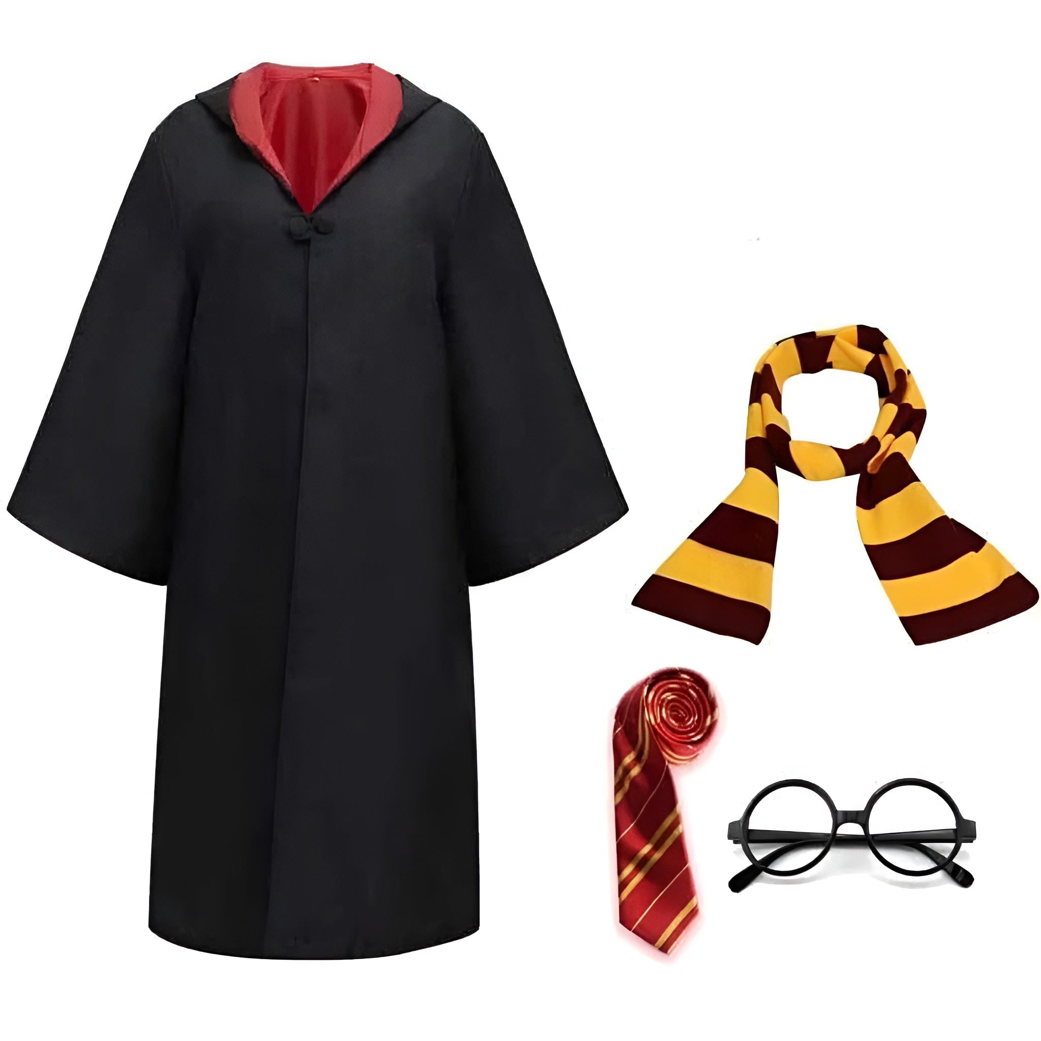 Halloween Wizard Costume Robe Outfit with Hooded Cloak Wide Sleeves and Colored Lining - Image 5