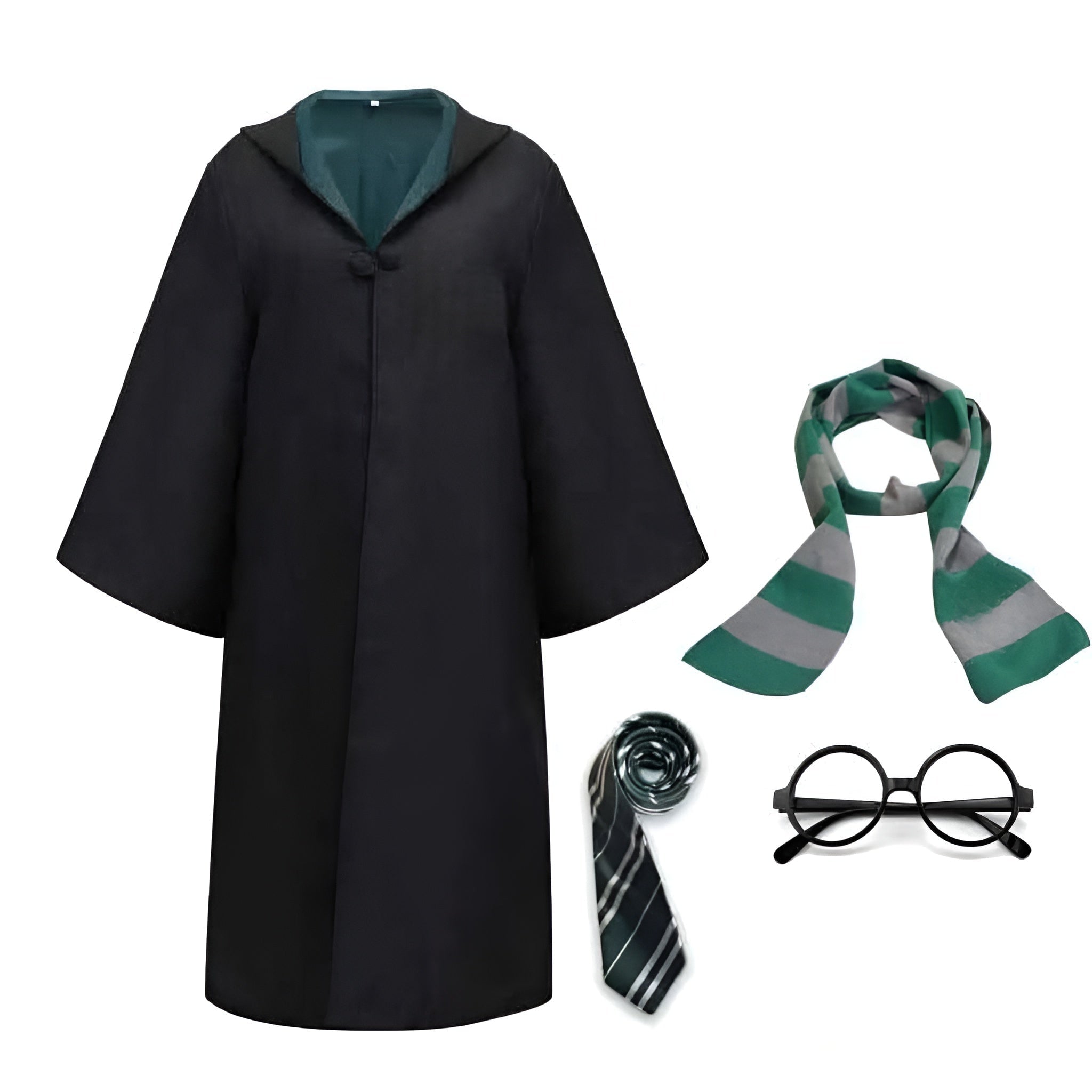 Halloween Wizard Costume Robe Outfit with Hooded Cloak Wide Sleeves and Colored Lining - Image 6