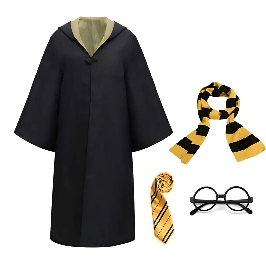 Halloween Wizard Costume Robe Outfit with Hooded Cloak Wide Sleeves and Colored Lining - Image 7