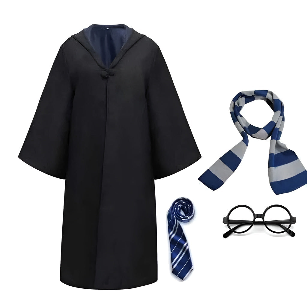 Halloween Wizard Costume Robe Outfit with Hooded Cloak Wide Sleeves and Colored Lining - Image 8