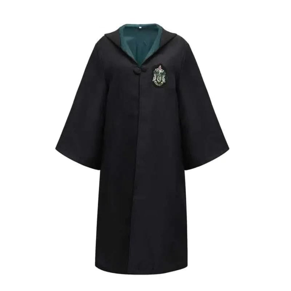 Halloween Wizard Robe Costume with Pointed Hood and Embroidered Chest Crest - Image 2