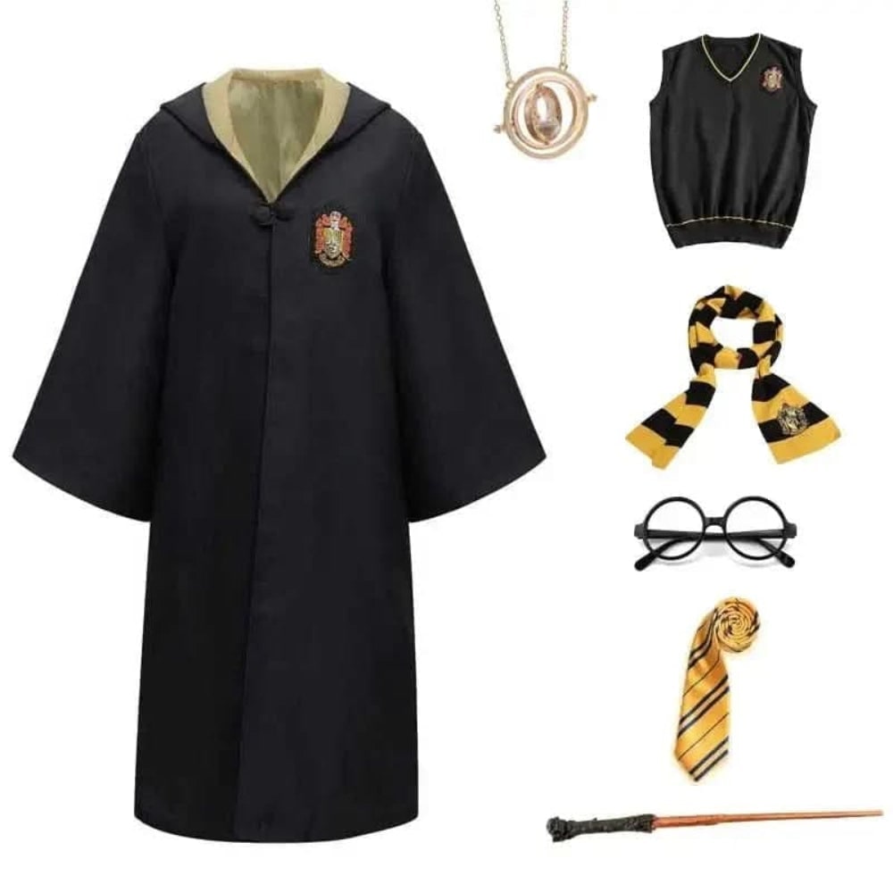 Halloween Wizard Robe Costume with Pointed Hood and Embroidered Chest Crest - Image 5