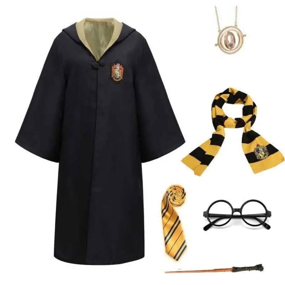 Halloween Wizard Robe Costume with Pointed Hood and Embroidered Chest Crest - Image 8